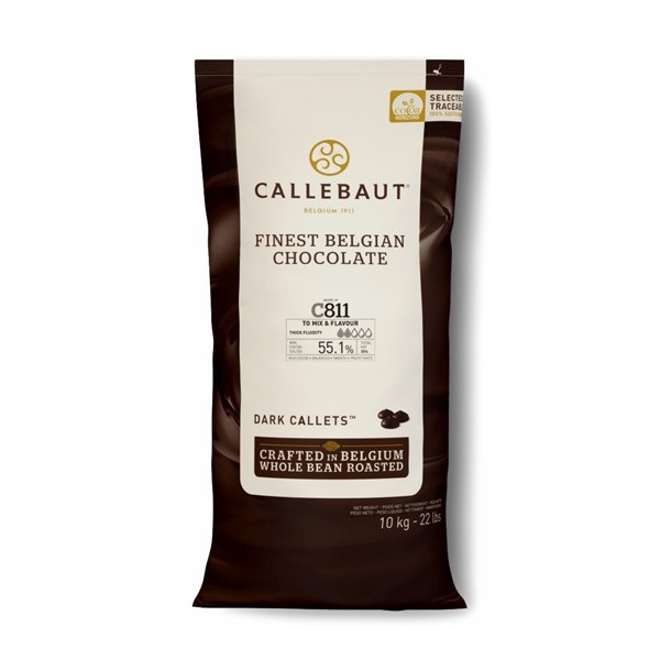 Callebaut C811NV Natural Vanilla 52% Semi-Sweet Dark Chocolate Callets - 10kg C811NV-595