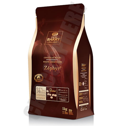 Cacao Barry Zephyr Pistoles 34% White Chocolate Discs - 5 kg