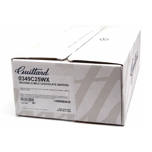 Guittard Brussels 32% Milk Chocolate Wafers Box - 25 lb 0349 C25WX 0349C25WX