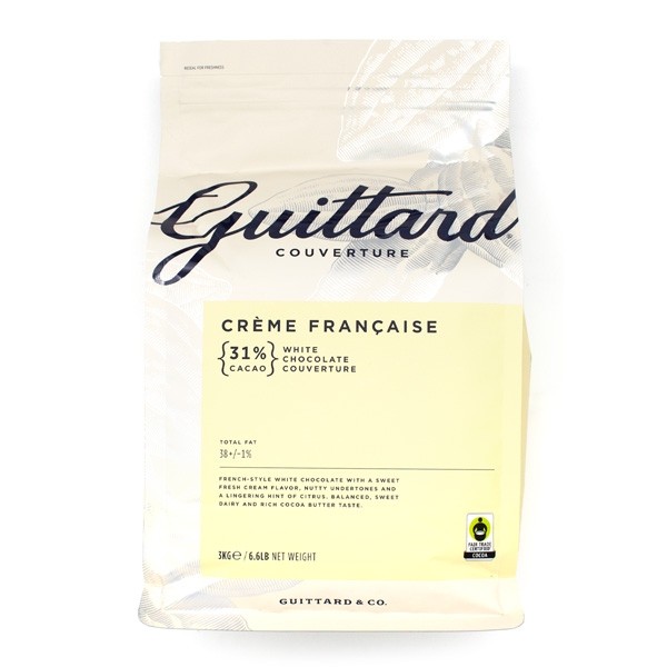 Guittard Creme Francaise 31% White Chocolate Couverture Wafers Bag - 3kg 3310