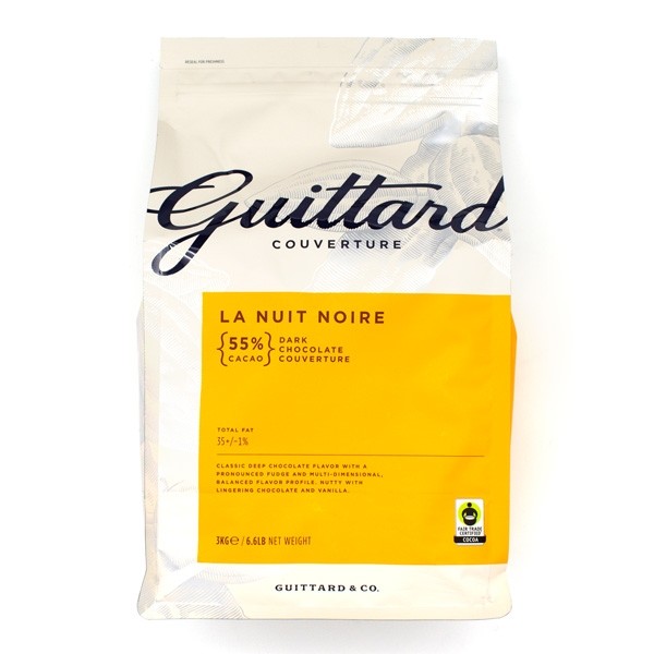 Guittard La Nuit Noire 55% Dark Chocolate Couverture Wafers - 3kg 3550 C26FT 3550C26FT